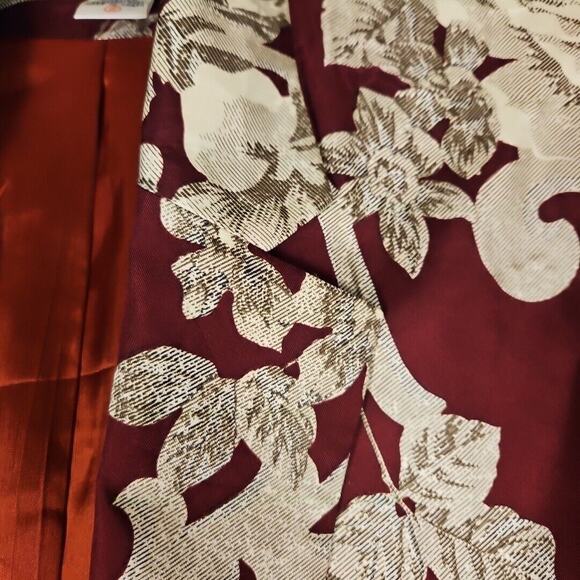 Vintage Washed Silk Blazer Women 2 Jacket Floral Elegant Formal Baroque Burgundy - Picture 8 of 14